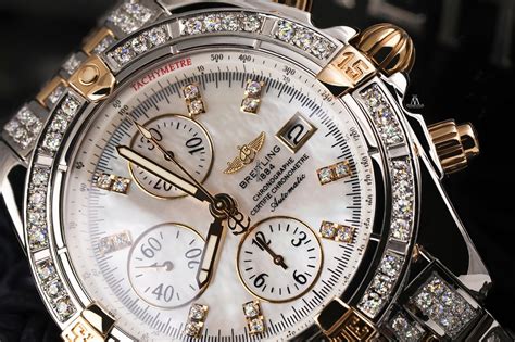 how big are the diamonds in a breitling watch|Breitling chronomat diamond bezel.